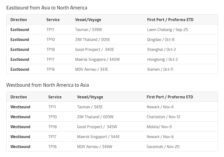 ASIA TO AMERICA EAST